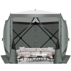 HOTEEL 6x6 ft Pop Up Gazebo Screen House Tent for Camping with 3 Sidewalls and Mosquito Netting, Waterproof, UV Resistant, Portable Carry Bag, for Outdoor Camping, Lawn and Backyard, Blue