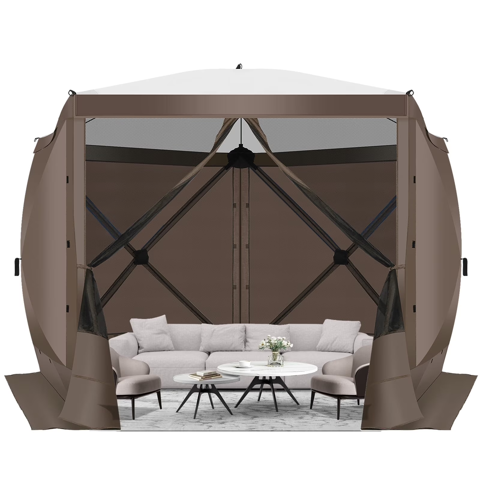 HOTEEL 10x10 ft Pop Up Gazebo Screen House Tent for Camping with 3 Sidewalls and Mosquito Netting, Waterproof, UV Resistant, Portable Carry Bag, for Outdoor Camping, Lawn and Backyard, Blue