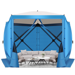 HOTEEL 6x6 ft Pop Up Gazebo Screen House Tent for Camping with 3 Sidewalls and Mosquito Netting, Waterproof, UV Resistant, Portable Carry Bag, for Outdoor Camping, Lawn and Backyard, Blue
