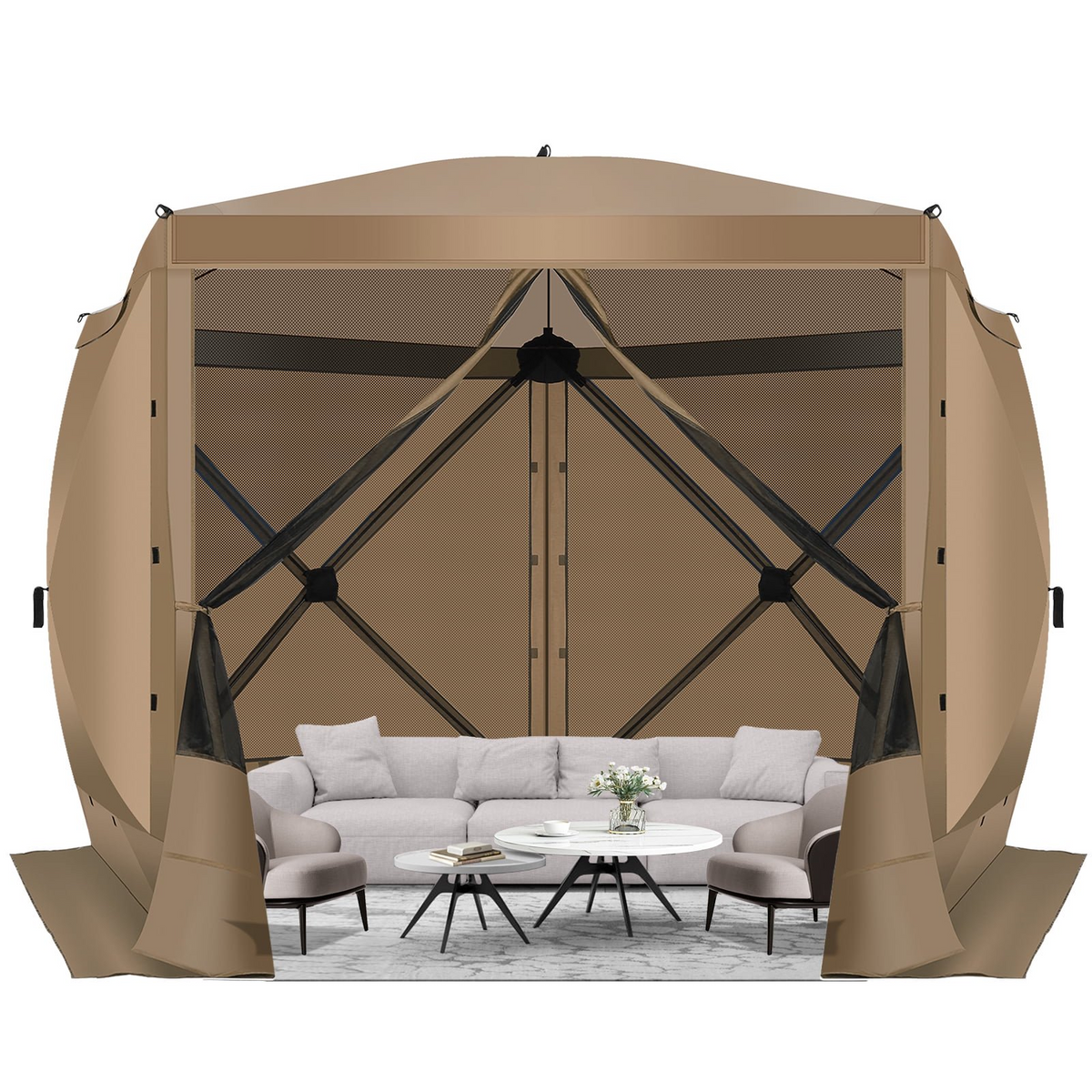 HOTEEL 6x6 ft Pop Up Gazebo Screen House Tent for Camping with 3 Sidewalls and Mosquito Netting, Waterproof, UV Resistant, Portable Carry Bag, for Outdoor Camping, Lawn and Backyard, Blue