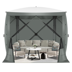 HOTEEL 6x6 ft Pop Up Gazebo Screen House Tent for Camping with 3 Sidewalls and Mosquito Netting, Waterproof, UV Resistant, Portable Carry Bag, for Outdoor Camping, Lawn and Backyard, Blue