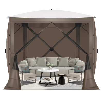 HOTEEL 6x6 ft Pop Up Gazebo Screen House Tent for Camping with 3 Sidewalls and Mosquito Netting, Waterproof, UV Resistant, Portable Carry Bag, for Outdoor Camping, Lawn and Backyard, Blue