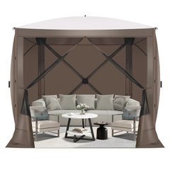 HOTEEL 6x6 ft Pop Up Gazebo Screen House Tent for Camping with 3 Sidewalls and Mosquito Netting, Waterproof, UV Resistant, Portable Carry Bag, for Outdoor Camping, Lawn and Backyard, Blue