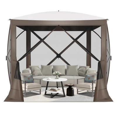 HOTEEL 6x6 ft Pop Up Gazebo Screen House Tent for Camping with 3 Sidewalls and Mosquito Netting, Waterproof, UV Resistant, Portable Carry Bag, for Outdoor Camping, Lawn and Backyard, Blue