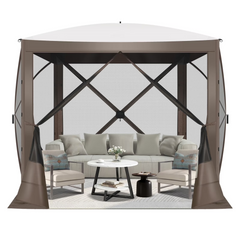 HOTEEL 6x6 ft Pop Up Gazebo Screen House Tent for Camping with 3 Sidewalls and Mosquito Netting, Waterproof, UV Resistant, Portable Carry Bag, for Outdoor Camping, Lawn and Backyard, Blue