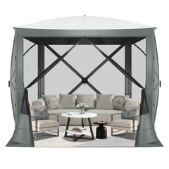 HOTEEL 6x6 ft Pop Up Gazebo Screen House Tent for Camping with 3 Sidewalls and Mosquito Netting, Waterproof, UV Resistant, Portable Carry Bag, for Outdoor Camping, Lawn and Backyard, Blue