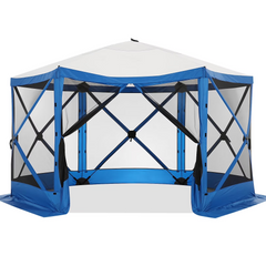 HOTEEL 6x6 ft Pop Up Gazebo Screen House Tent for Camping with 3 Sidewalls and Mosquito Netting, Waterproof, UV Resistant, Portable Carry Bag, for Outdoor Camping, Lawn and Backyard, Blue