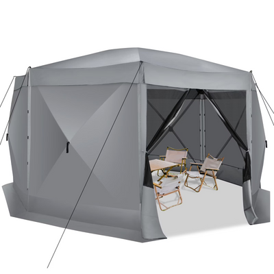 HOTEEL 6x6 ft Pop Up Gazebo Screen House Tent for Camping with 3 Sidewalls and Mosquito Netting, Waterproof, UV Resistant, Portable Carry Bag, for Outdoor Camping, Lawn and Backyard, Blue