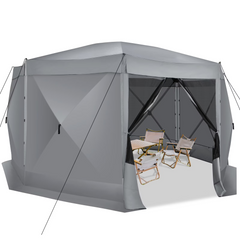 HOTEEL 6x6 ft Pop Up Gazebo Screen House Tent for Camping with 3 Sidewalls and Mosquito Netting, Waterproof, UV Resistant, Portable Carry Bag, for Outdoor Camping, Lawn and Backyard, Blue