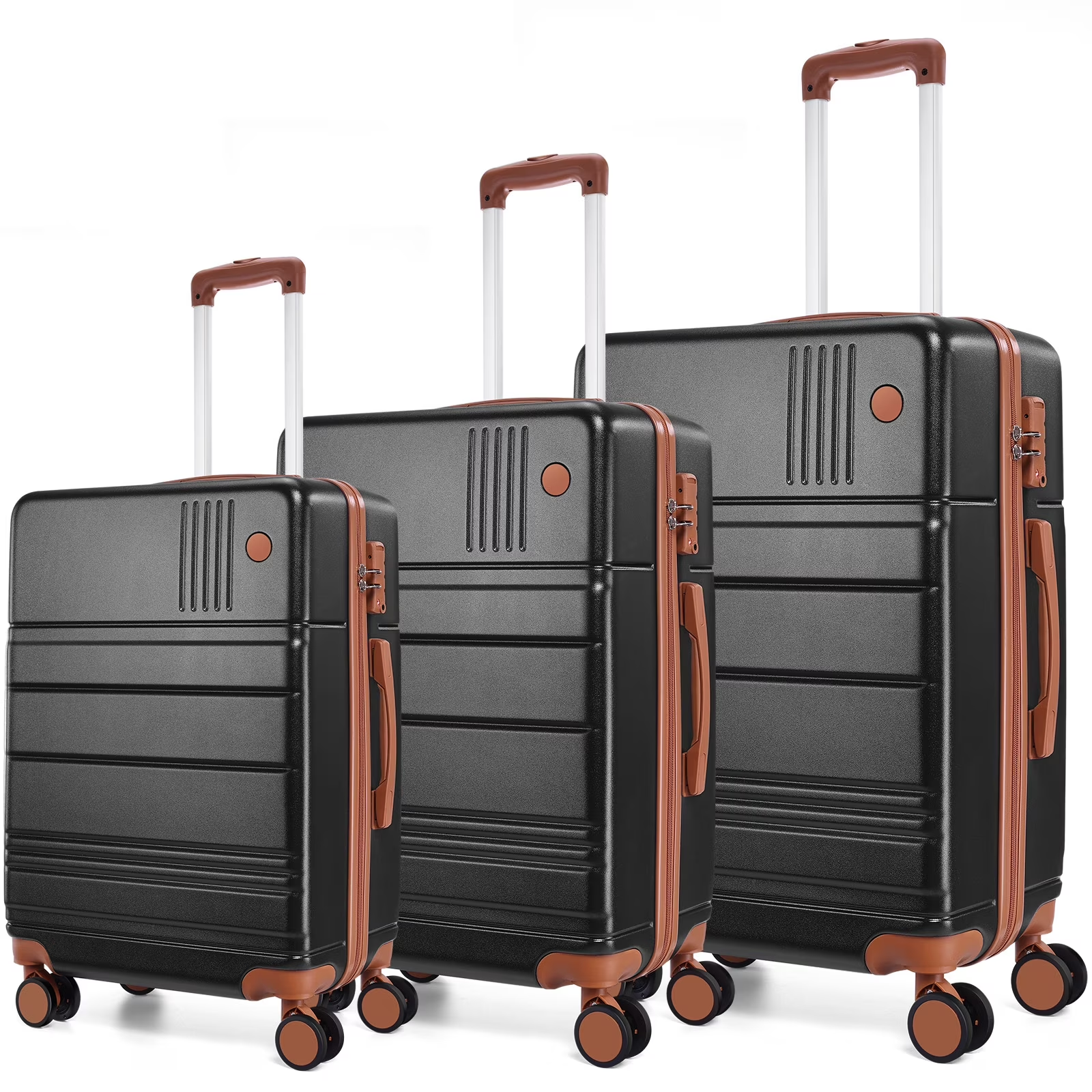 HOTEEL 3 Piece Hardside Luggage Set, TSA Lock, Lightweight Travel Cases with 360¡ãSpinner Wheels ,Black