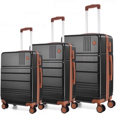 HOTEEL Luggage 3 Piece Set, Suitcase Set with Spinner Wheels & TSA Lock Hardside Lightweight Luggage Set 20in+24in+28in, Black