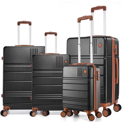 HOTEEL Luggage 3 Piece Set, Suitcase Set with Spinner Wheels & TSA Lock Hardside Lightweight Luggage Set 20in+24in+28in, Black