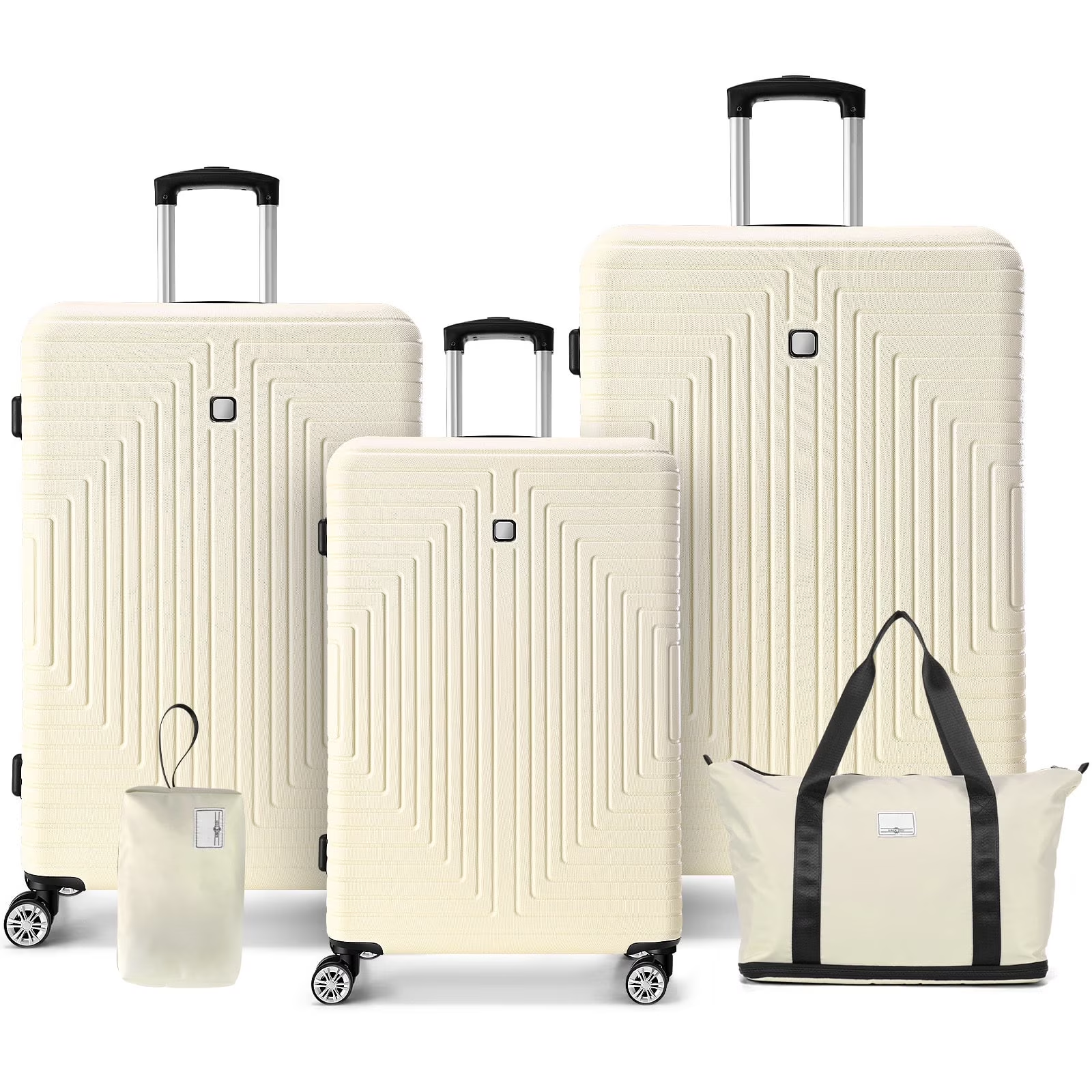 HOTEEL 3 Piece Hardside Luggage Set, TSA Lock, Lightweight Travel Cases with 360¡ãSpinner Wheels,Beige