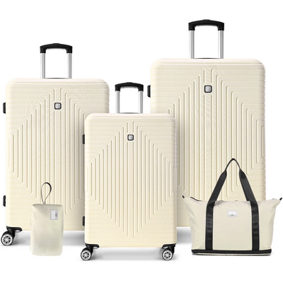 HOTEEL 3 Piece Hardside Luggage Set, TSA Lock, Lightweight Travel Cases with 360¡ãSpinner Wheels,Beige