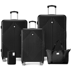HOTEEL Luggage 3 Piece Set, Suitcase Set with Spinner Wheels & TSA Lock Hardside Lightweight Luggage Set 20in+24in+28in, Black