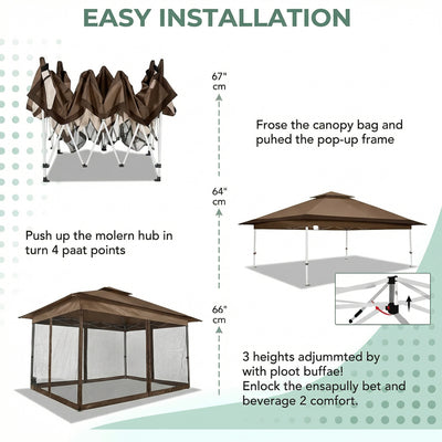 COBIZI 10¡®x15¡¯ Pop-Up Gazebo - Outdoor pop-up sunshade canopy tent, patio gazebo, shade canopy - Mesh tent with portable storage bag, suitable for camping, garden, terrace, backyard