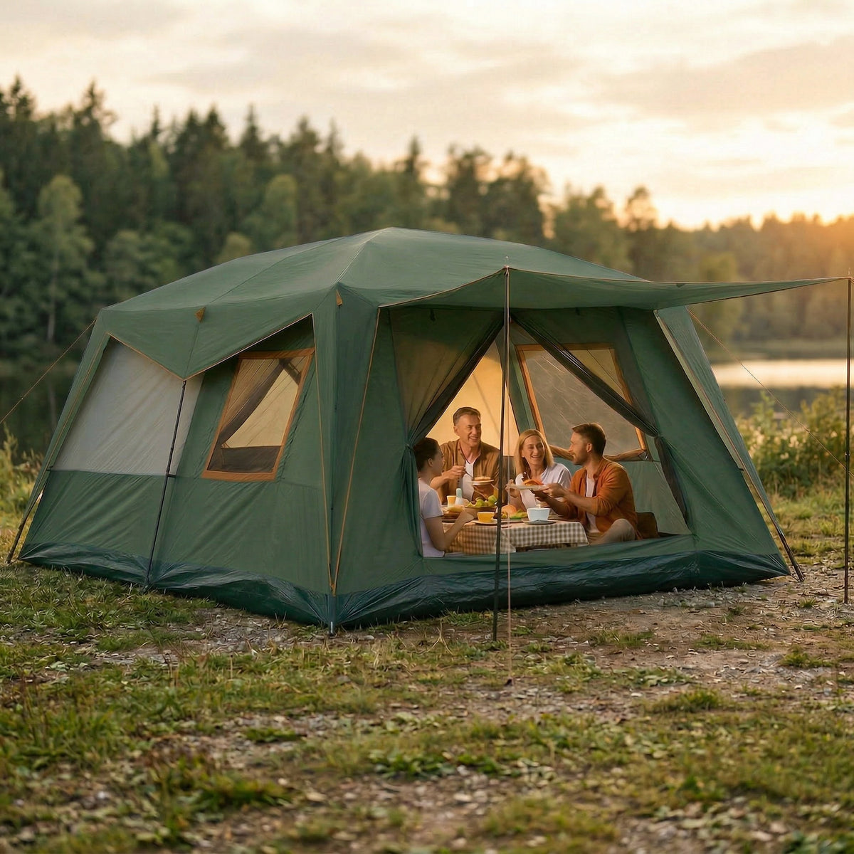 HOTEEL 10 Person Camping Tent Family Tents, Instant Cabin Tents, Family Cabin Multi Room Pop Up Tents Car Camping for Parties, Music Festival Tent, Big, Easy Up, Included Storage Pockets