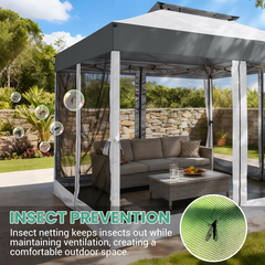 10x10 Pop Up Gazebo with Mosquito Netting, One Push Easy Up Canopy with Dual Vent Roof, Waterproof&UV 50+ Screen Tent Outdoor Gazebo for Backyard, Patio, Commercial Event