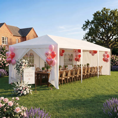 COBIZI 10'x30' Party Canopy Tent with 8 Removable Sidewalls, White SPC108L