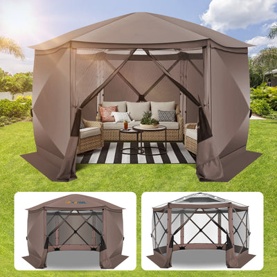 COBIZI 12'x12' Portable 6 Sides Screen House Tent, Pop Up Canopy With 6 Sidewalls and Mesh SPC44L