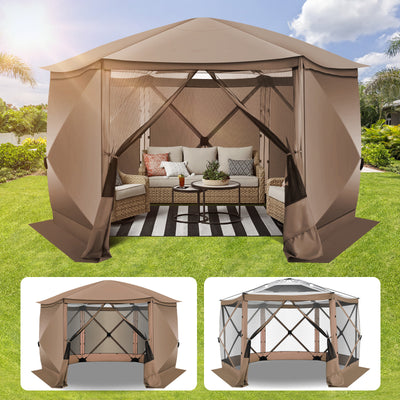 COBIZI 12'x12' Portable 6 Sides Screen House Tent, Pop Up Canopy With 6 Sidewalls and Mesh SPC44L