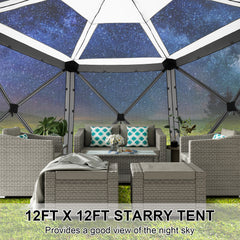 HOTEEL 12x12 Portable Pop-Up Outdoor Camping Gazebo, Screen Tent with Mosquito Nettings, Waterproof, UV, Bite Proof, Removable top Glamping Canopy with Carry Bag, Gray