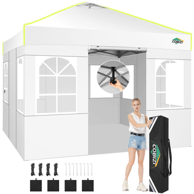 COBIZI 10'x20' Pop up Canopy Tent Easy up Canopy with Air Vent,Reflective Strip,4 Sandbags SPC120