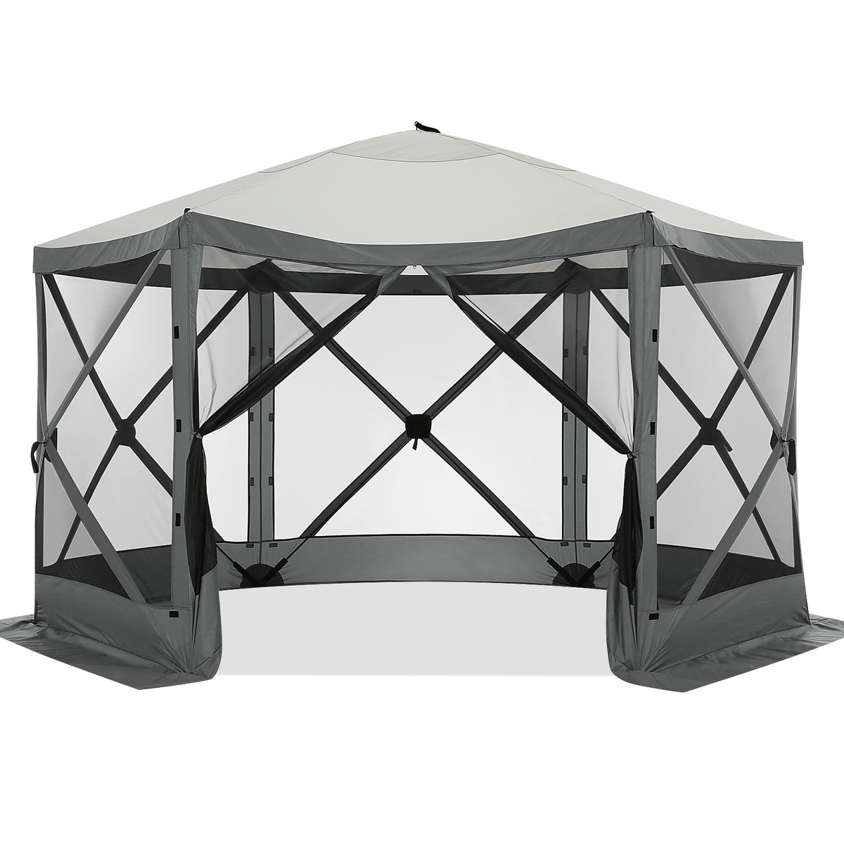 COBIZI 12x12ft Pop-up Gazebo EZ Set-up Camping Canopy Tent with 6 Sides Mosquito Netting, Waterproof, UV Resistant, Portable Screen House Room, Outdoor Party Tent with Carry bag, Ground Spike