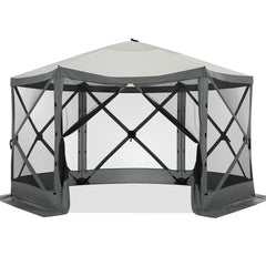 COBIZI 12x12ft Pop-up Gazebo EZ Set-up Camping Canopy Tent with 6 Sides Mosquito Netting, Waterproof, UV Resistant, Portable Screen House Room, Outdoor Party Tent with Carry bag, Ground Spike