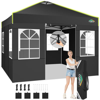 COBIZI 10'x20' Pop up Canopy Tent Easy up Canopy with Air Vent,Reflective Strip,4 Sandbags SPC120