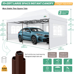 COBIZI 10x20 Pop up Heavy Duty Canopy with 6 Sidewalls,Waterproof Commercial Tent,Outdoor Gazebo for Wedding Party with Wheeled Bag