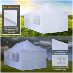 COBIZI 10x20ft Pop Up Canopy Tent with 6 Removable Sidewalls, Easy Up Commercial Canopy, Waterproof and UV50+ Gazebo with Portable Bag, Adjustable Leg Heights,Party Tents for Parties