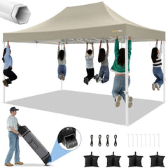 HOTEEL 10x15 Pop Up Canopy Tent Heavy Duty Easy Up Outdoor Canopy Commercial Event Tent Wedding with Roller Bag,UV 50+ & Upgraded No Water Accumulation,Thick Hexagonal Legs
