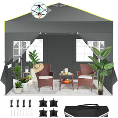COBIZI Canopy 10'x10' Pop Up Canopy Tent 1-Button Push Easy up Outdoor Canopy Instant Portable Commercial Shelter Waterproof UPF50+ Gazebo with Reflective Strip, Air Vent & 4 Sandbags