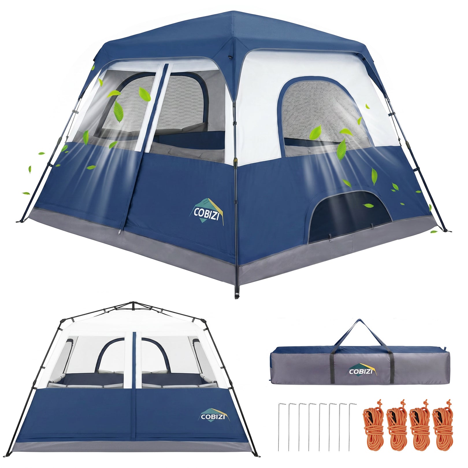 COBIZI 6-8 Person Portable  Easy Setup Camping Tent with Removable Rainfly, 10'x9' SPC000298