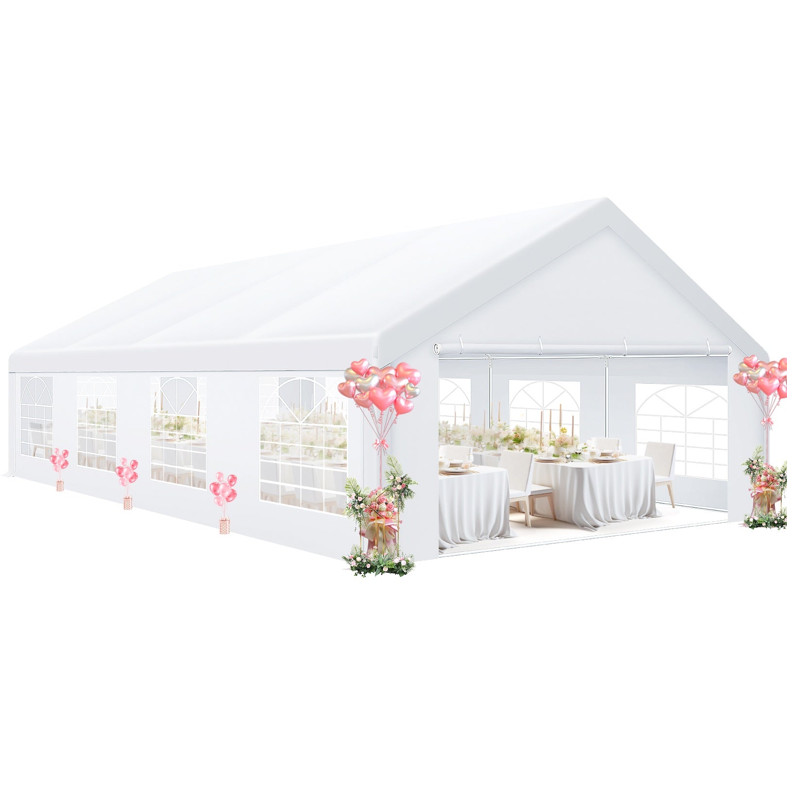COBIZI 20¡¯ x 30¡¯ Heavy-Duty Party Tent with 6 Removable Side Walls and 4 Built-In Sandbags, Commercial Wedding Large Tent, UV50+ Waterproof