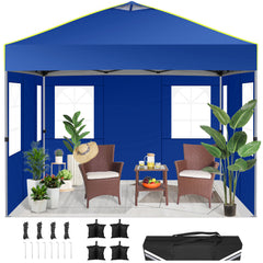 COBIZI Canopy 10'x10' Pop Up Canopy Tent 1-Button Push Easy up Outdoor Canopy Instant Portable Commercial Shelter Waterproof UPF50+ Gazebo with Reflective Strip, Air Vent & 4 Sandbags