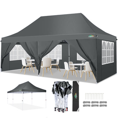 COBIZI 10'x20' Pop Up Waterproof Party Tent Canopy with 6 Removable Sidewalls AMA005924