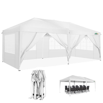COBIZI 10'x20' Pop Up Canopy with 6 Sidewalls,Waterproof Outdoor Commercial Instant Tent,for Parties Beach Camping Event Shelter Wedding,Black
