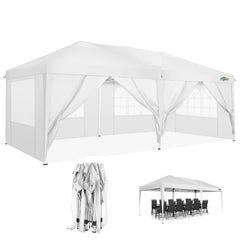 COBIZI 10'x20' Pop Up Canopy with 6 Sidewalls,Waterproof Outdoor Commercial Instant Tent,for Parties Beach Camping Event Shelter Wedding,Black