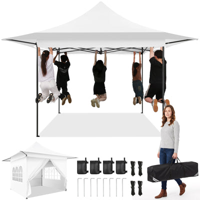 Hoteel 13x13 Pop up Canopy with 4 Removable Sidewalls, Outdoor Canopy Tents for Parties Wedding, High Stability, Instant Sun Protection Shelter with Upgrade Raised Roof and Carry Bag
