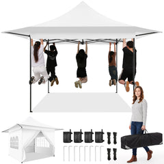 Hoteel 13x13 Pop up Canopy with 4 Removable Sidewalls, Outdoor Canopy Tents for Parties Wedding, High Stability, Instant Sun Protection Shelter with Upgrade Raised Roof and Carry Bag