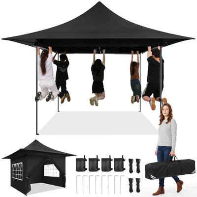 Hoteel 13x13 Pop up Canopy with 4 Removable Sidewalls, Outdoor Canopy Tents for Parties Wedding, High Stability, Instant Sun Protection Shelter with Upgrade Raised Roof and Carry Bag