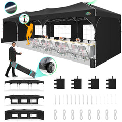Cobizi 10'x20' Up Pop Up Canopy Tent, Party Tents with One Push Central Button Air Vent, Instant Canopy Tent with Sidewalls & Reflective Strip SPC000142