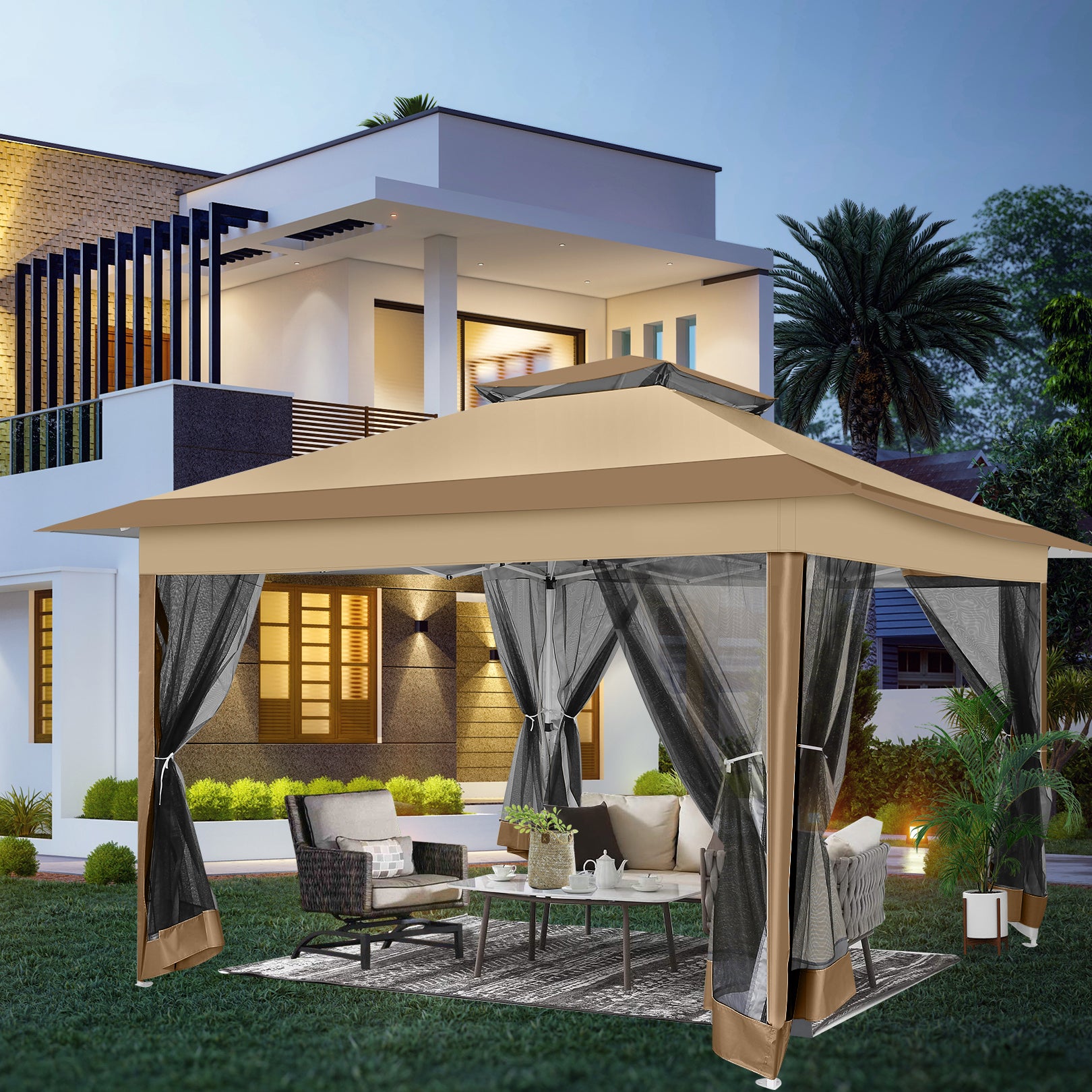[Pre-Sale] COBIZI 12'x12' Pop Up Gazebo Canopy with Mosquito Netting 3 Adjustable Height AMA5920