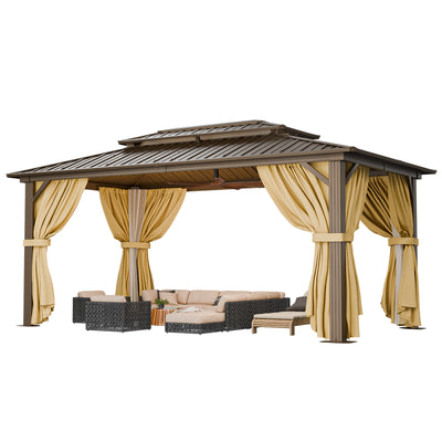 COBIZI 12'x20'  Heavy Duty Hard Top Gazebo Pro with Curtains & Netting SPC243