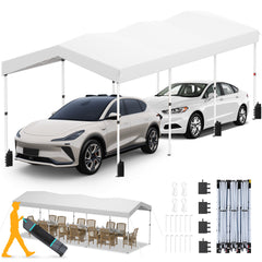 COBIZI 10'x30' Pop Up Canopy-Easy Up Carport Canopy with One Push Setup-Outdoor Sun Shade&Waterppof Tent for Parties, Camping, Events-with 3 Sidewalls,Wheel Bag,4 Weight Bags,4 Ropes& 12 Stakes
