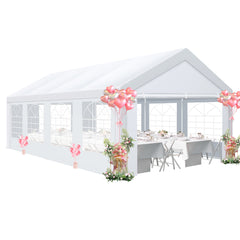 COBIZI 13‘x26’ Party Tent, Heavy-Duty Waterproof Outdoor White Gazebo, Event Canopy, Wedding Tarp, Suitable for Parties, BBQs, Commercial Use, with Removable Side Wall Windows
