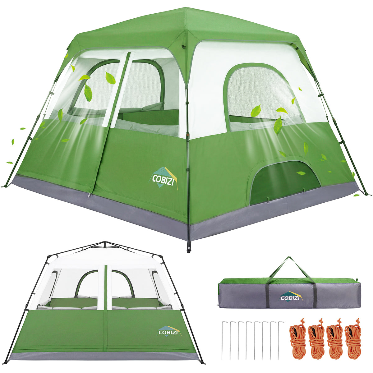 6-8 Person Camping Tent, Easy Setup Waterproof Windproof Backpacking Tent with Removable Rainfly, Lightweight Portable Outdoor Family Tents for Camping, Travel, Fishing, Hiking