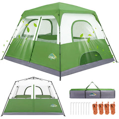 6-8 Person Camping Tent, Easy Setup Waterproof Windproof Backpacking Tent with Removable Rainfly, Lightweight Portable Outdoor Family Tents for Camping, Travel, Fishing, Hiking